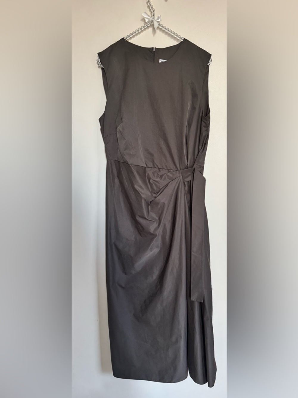ZARA Sleeveless Brown Wrap-Detail Women’s Dress Size XL NWT